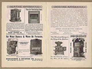 1890 Heating Furances Glenw​ood Stove Boilers ​Ornaments  Vintage 