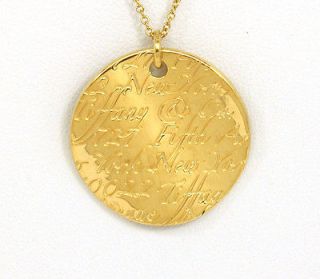 TIFFANY & CO. 18K GOLD NOTES COLLECTION ROUND PENDANT WITH CHAIN