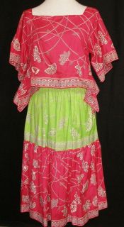 VTG EMILIO PUCCI BOLERO SCARF TOP TIERED BROOMSTICK SKIRT OUTFIT SET 