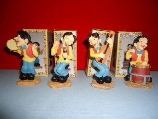 COMPLETE JAZZ BAND GROUP SET 4 MUSICAL RESIN CLOWNS FIGURINES PLAYERS 