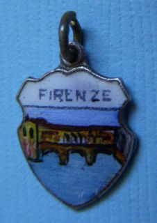 Vintage Firenze Florence Italy Ponte Vecchio shield silver charm