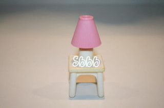 Fisher Price Loving Family End Table Lamp Shade Pink White Doll House 