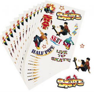 Skateboarding Sticker Sheets / LOT OF 12 SHEETS / PARTY FAVORS (70 