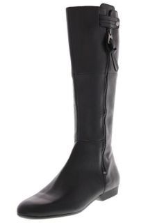 Enzo Angiolini NEW Zoot Black Leather Faux Zipper Knee High Boots 