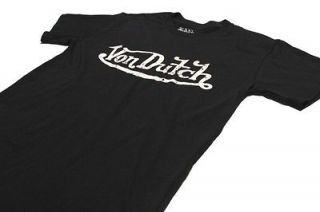Mens Von Dutch Black T Shirt White Signature (Made In America) S XX