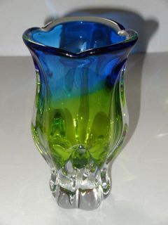 MURANO BLUE TO GREEN VINTAGE GLASS VASE
