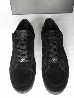 Ermenegildo Zegna Sport Black Suede Sneakers Shoes UK 9.5