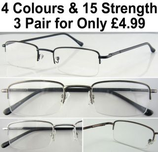 R250A)3 Pairs Reading Glasses+0.5+0.​75+1+1.25+1.5+​1.75+2+2.25+2 