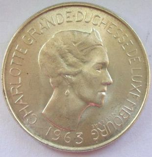 luxembourg 1963 Grand Duche 100 Francs Silver Coin,UNC