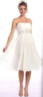 Informal Wedding Prom Gown Dress Gala Short White Chiffon SZ 18 Shawl 