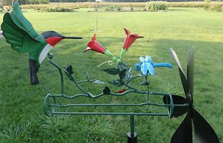 Hummingbird & Dragonfly Whirligig Bird Wind Spinner Yard Stake Garden 