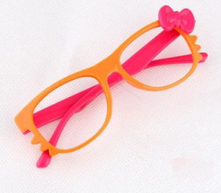   Nerd Style Kids Size Glass Frame Orange/Red W/ Red Bow Tie No Lens