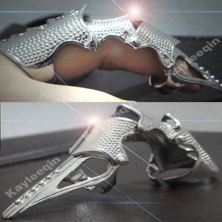 Fab Armour Long Silver Tribal Full Finger Ring Cosplay Biker Goth 