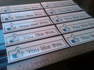 10) Facebook You Like This 6 Stickers Decal Internet Social Network 
