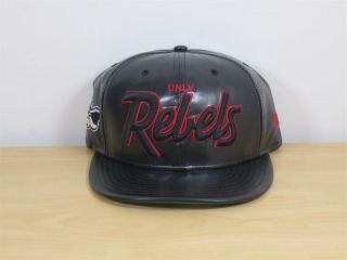 New Era Snapback Hat Cap UNLV Running Rebels PU Leather Black Red 