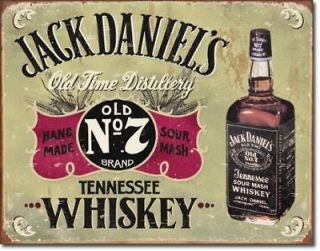 Jack Daniels Hand Made Old No. 7 Tennessee Whiskey Bar Pub Metal Tin 