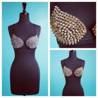 STUDDED BRA   UNIQUE  GOLD OR SILVER   MUST SEE AMAZING QUALITY