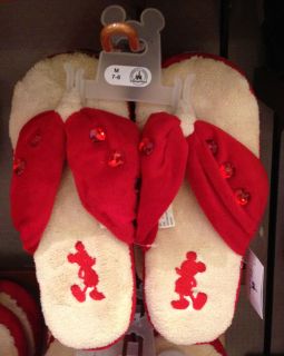 Disney Park Mickey Mouse Red Holiday Slippers House Shoes Adult Size 7 