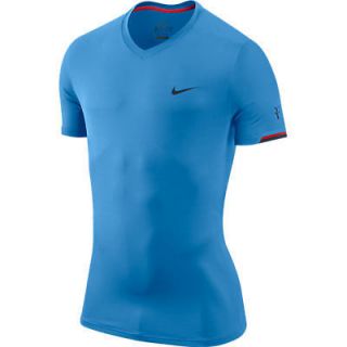 Nike RF Roger Federer Hard Court Crew UniBlue/UniRed Shirt Tennis  412 