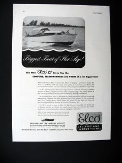 Elco 27 ft Motor Yacht boat 1947 print Ad