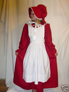 Kellys Costumes Handmade Period Clothing Colonial Dress Girl ~Red 