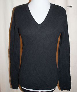MARSHALL FIELDS PURE 2 PLY 100% CASHMERE V NECK BLACK SWEATER WINTER 