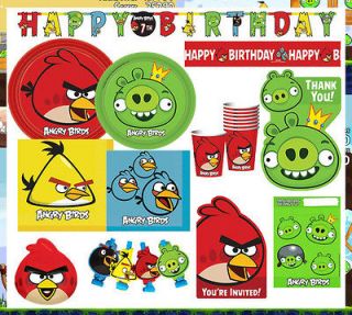 ANGRY BIRDS Birthday Shower Party Supplies   Plates Napkins Cups 