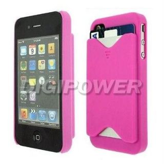 PINK ID CARD HOLDER CASE COVER FOR APPLE IPHONE 4 4G 4S