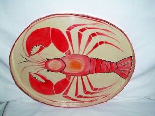 Vintage Large Oval Paper Mache Lobster Serving Tray Platter