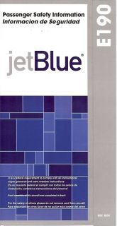 Safety Card   jetBlue   EMB 190   E190   2005 (S1856)