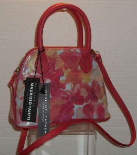 Maurizio Taiuti ~ Floral Leather Small Satchel Handbag / Shoulder Tote 