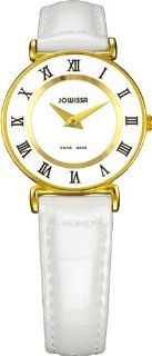   24 mm Gold PVD White Leather Roman Numeral Watch Watches 