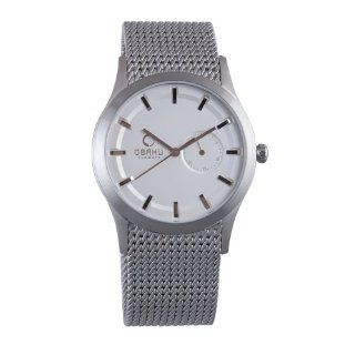 Obaku Mens V124GCIMC2 White Dial Stainless Steel Date Watch Watches 
