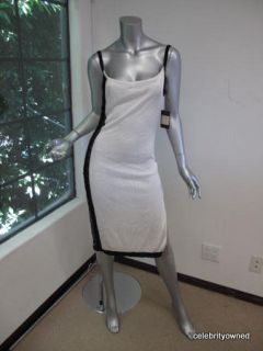 NWT John Galliano White/Black Crochet Trim Dress M