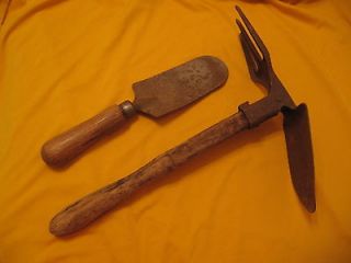 Vintage Primitive Garden Hand Shovel Rake Hoe Pick Tool Trowel Wood 