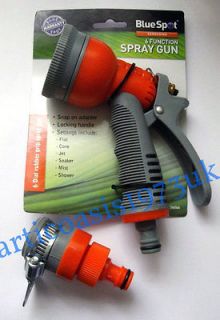 Male Hose Hosepipe to Tap Connector Snap on Adaptor & 6 Function Spray 