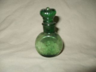 RARE SMALL EMERALD CROWN PERFUMERY SMELLING SALTS BOTTLE