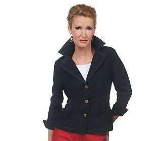 Joan Rivers Denim Signature Jacket with Ruching Detail — 