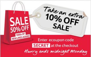 Take an extra 10% off sale** Enter ecoupon code SECRET at the checkout