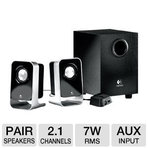 Logitech LS21 2.1 Stereo Speakers   2.1 Channels, 7 Watts RMS, 2 High 
