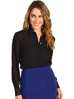 Vince Camuto Rough & Refined Embellished Collar & Cuff Button Down 