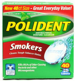 Polident Smokers Antibacterial Denture Cleanser    40 Tablets 