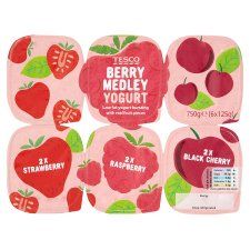 Tesco Low Fat Berry Medley Yogurt 6X125g   Groceries   Tesco Groceries