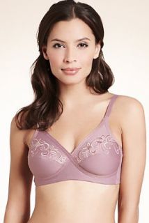 Floral Embroidered Crossover Front Non Wired Bra   Marks & Spencer 