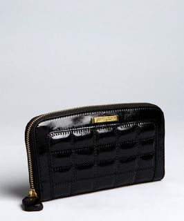 Jimmy Choo black quilted patent leather continental wallet