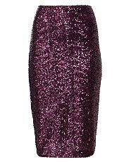 Purple (Purple) Tall Purple Sequin Pencil Tube Skirt  261515350  New 