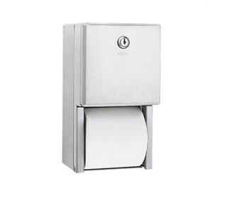 BOBRICK Toilet Tissue 2 Roll Dispenser, Stainless Steel, Standard, 6 1 