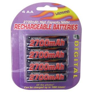 Lenmar AA No Memory PRO Rechargeable Batteries, 1.2 volt Nickel Metal 