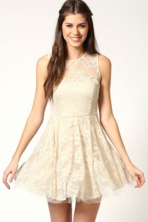 Home EVENING & PARTY DRESSES > Simone Lace Netted Skater Dress