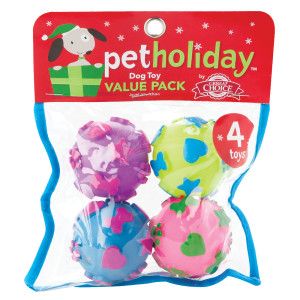 PetHoliday™ by Grreat Choice® Four Pack Vinyl Balls   Toys   Dog 
